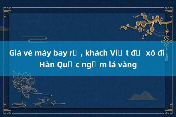 Giá vé máy bay rẻ， khách Việt đổ xô đi Hàn Quốc ngắm lá vàng